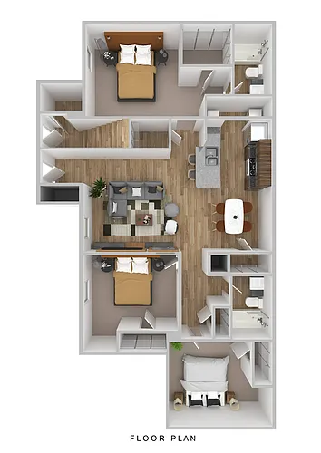 Floor plan 3 Bedroom 2 Bath