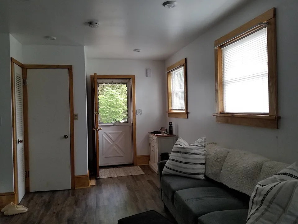 Entry way from living room with closet