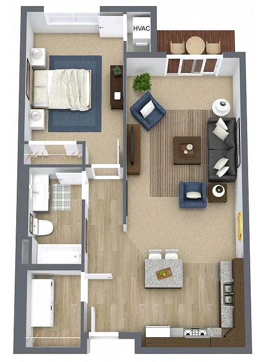 Floor plan 1X1 B
