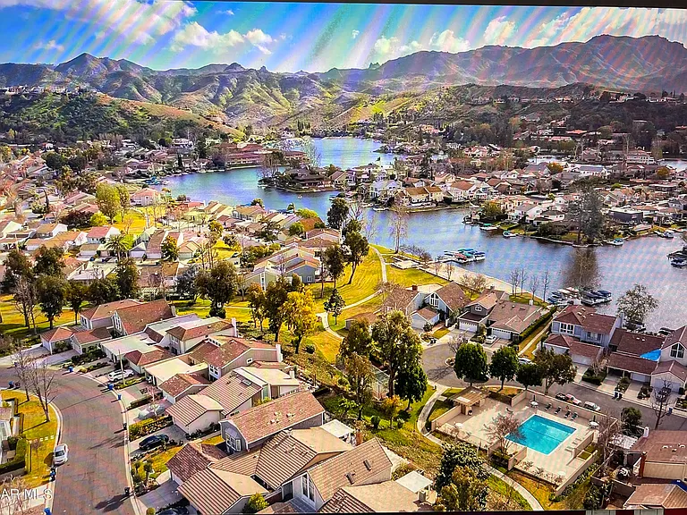 Ariel view of Westlake Village lake