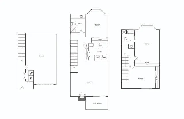 Floor plan Three Bedroom / Two Bath (1314 SF) Renovated