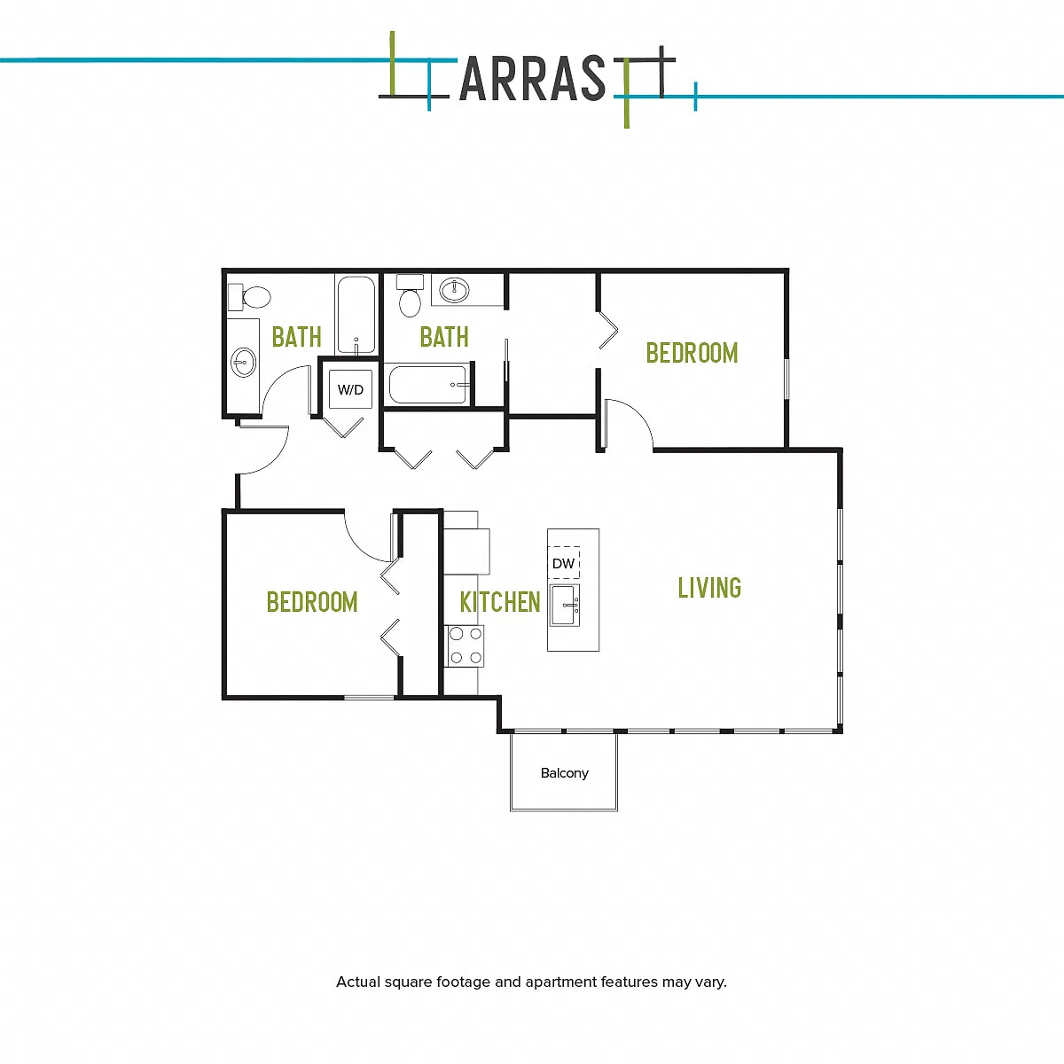 Floor plan Two Bed Two Bath B 2
