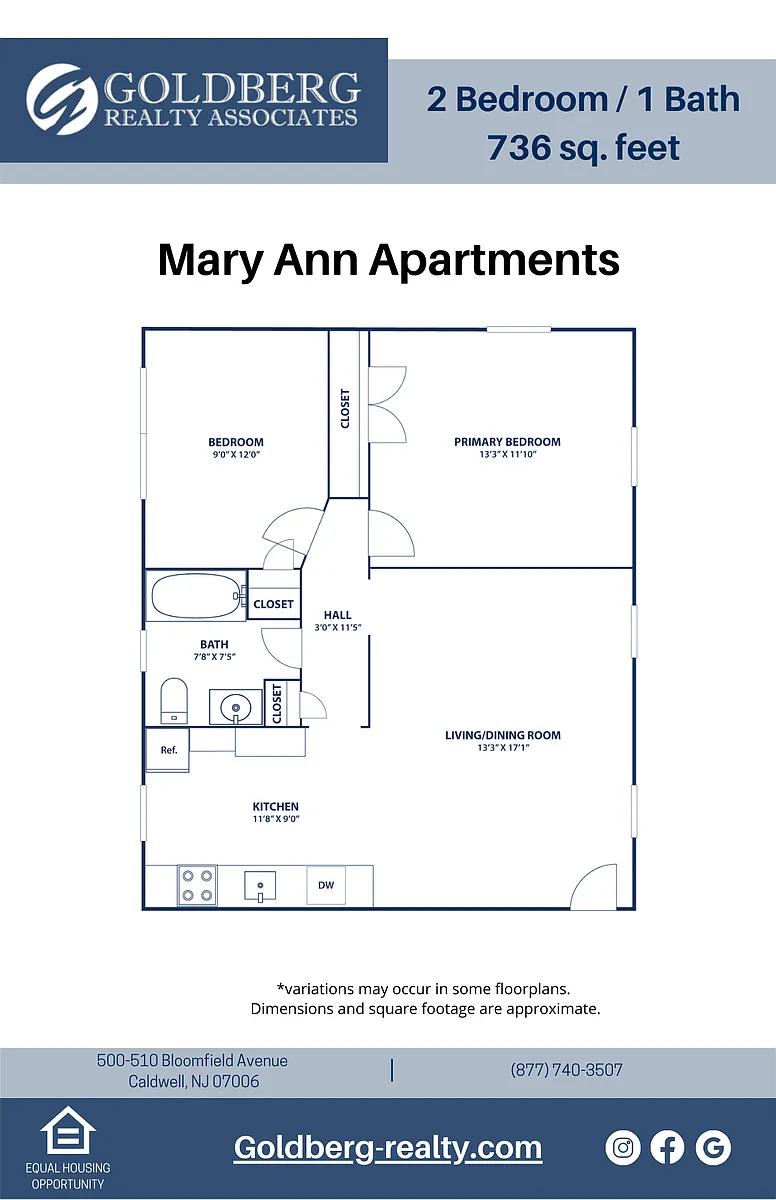 Floor plan Two Bedroom 1 bath