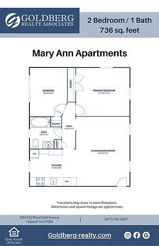 Floor plan Two Bedroom 1 bath