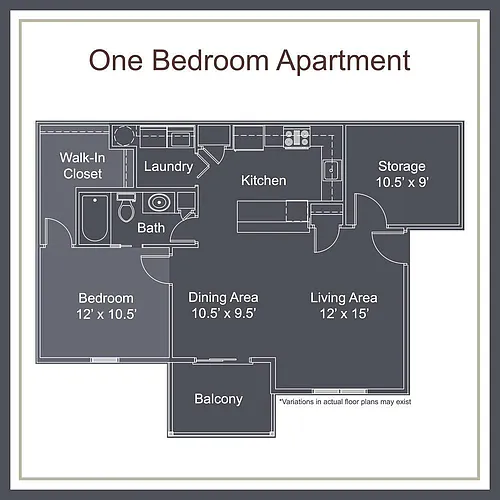 Floor plan Building 41 - 1-Bedroom Large