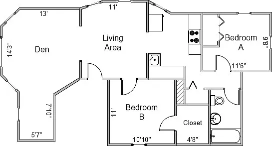 2 bed, 1.0 bath, 1119 sqft, $2,035 — Photo 3
