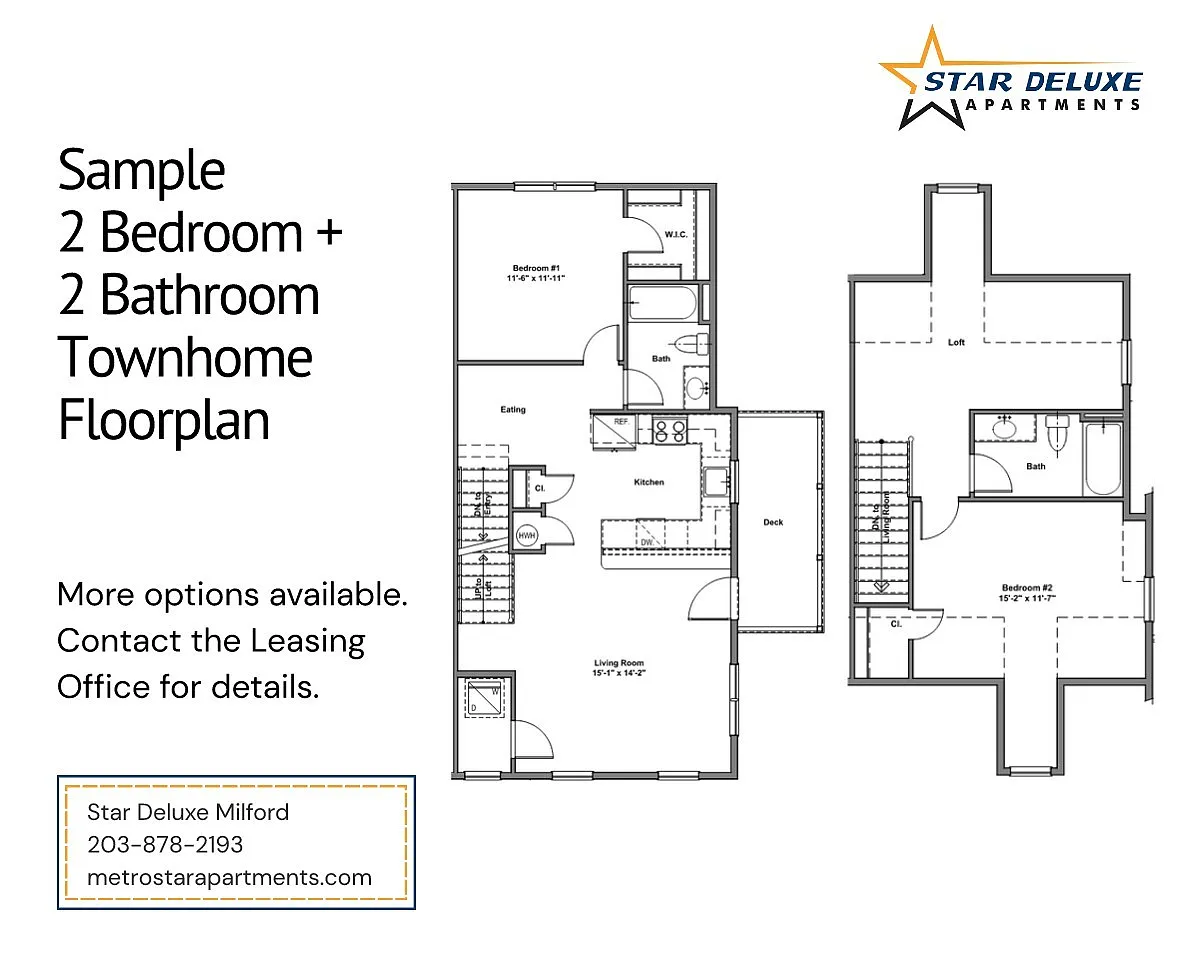Floor plan Two Bed Two Bath Townhouse