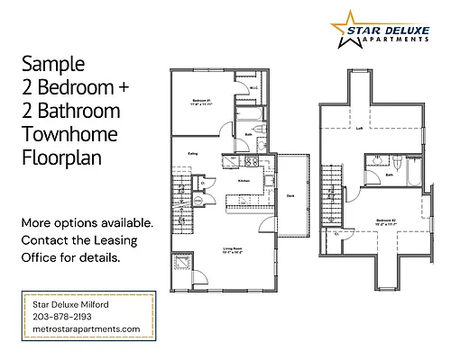 Floor plan Two Bed Two Bath Townhouse