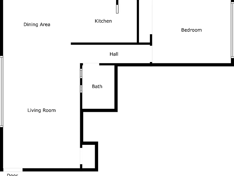 Large one bedroom with a balcony overlooking the Hollywood Hills.