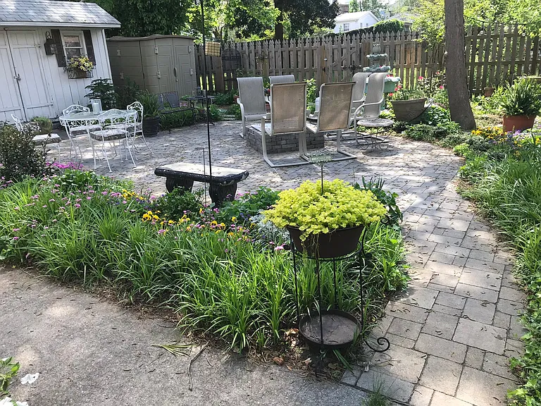 Patio in rear of house
