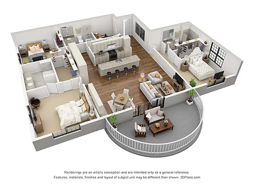 Floor plan 3 Bedroom, 3 Bathroom