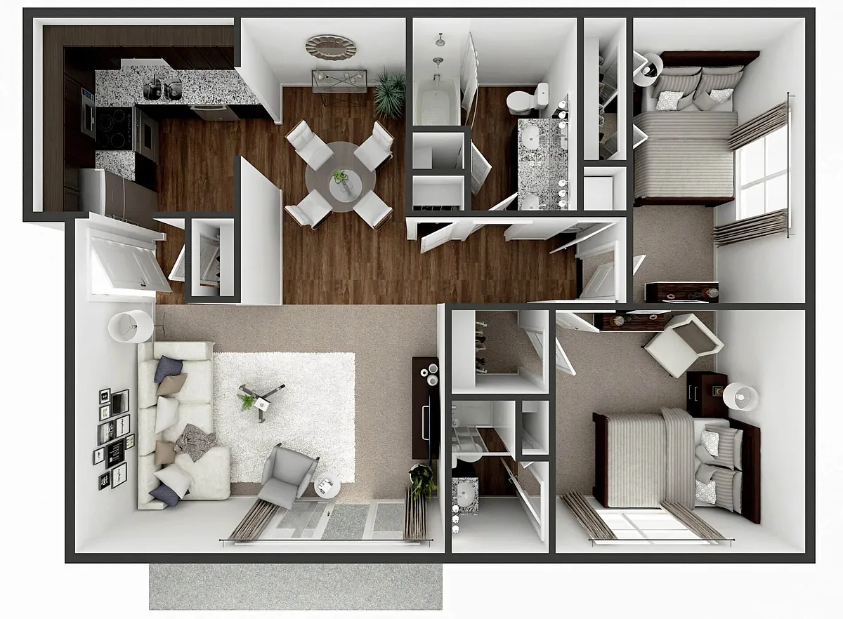 Floor plan 2 Bedroom 2 Bath 1070 sq ft