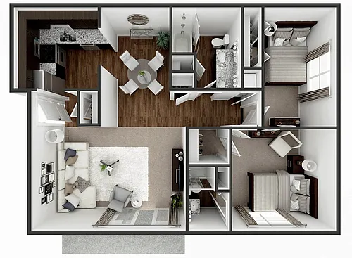 Floor plan 2 Bedroom 2 Bath 1070 sq ft