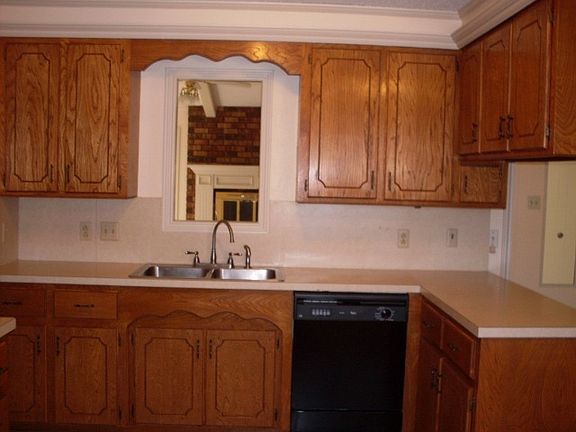 View into the den from kitchen sink