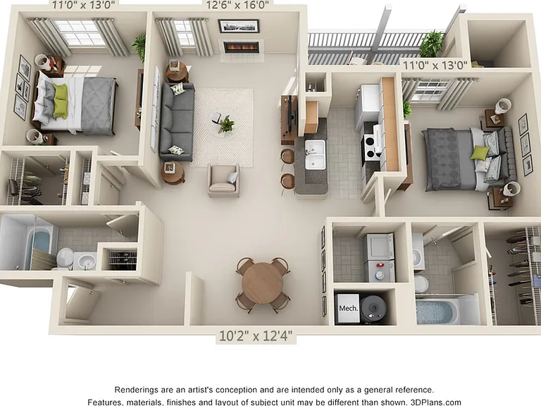 Two bedroom - 1,240 square feet Two bedroom - 1,240 square feet