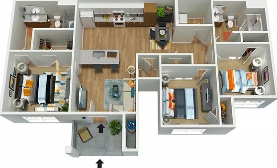 3 Bedroom 2 Bath with full size washer a dryer, granite counter tops, and modern finishes. 3 Bedroom 2 Bath with full size washer a dryer, granite counter tops, and modern finishes.