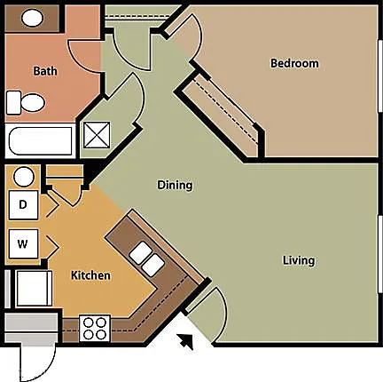 Floor plan One Bedroom One Bathroom 60%