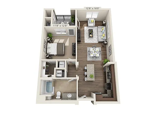 Floor plan One Bedroom A1F