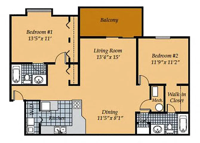 Floor plan 2 Bed Split
