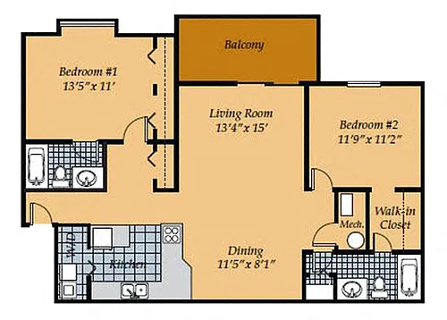 Floor plan 2 Bed Split