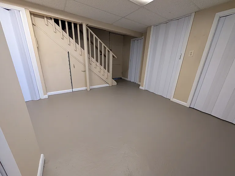 family room in basement