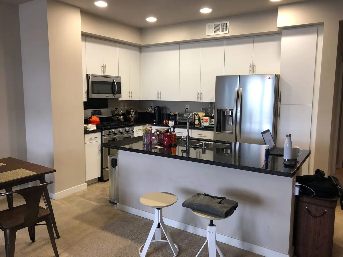 Kitchen with stainless steel appliances - 801 S Anaheim Blvd