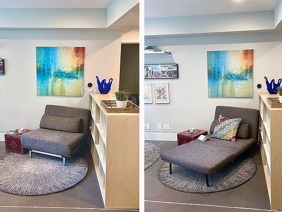 armchair, lounge, single bed for occasional guests
