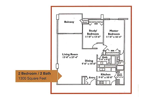 Floor plan Two Bedroom - 2 Bath