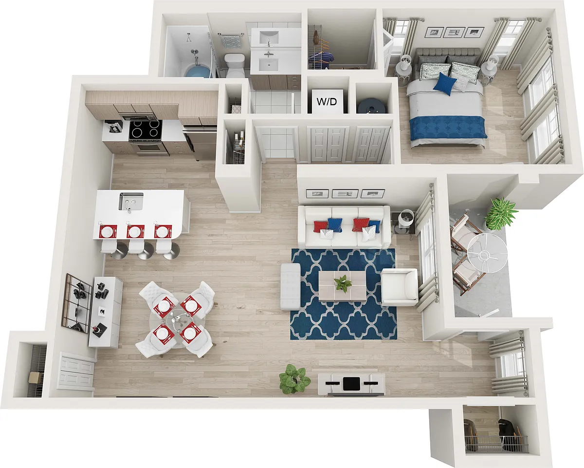 Floor plan A5-1BR-1BA-849sf