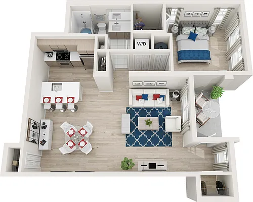 Floor plan A5-1BR-1BA-849sf