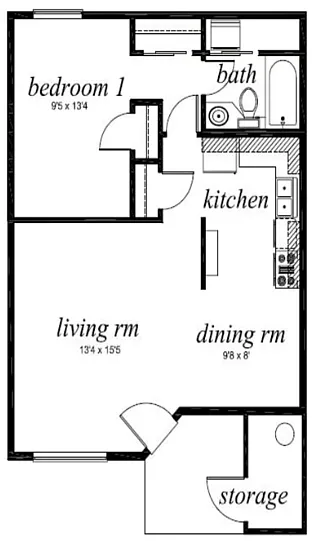 Floor plan 1 Bed 1 Bath