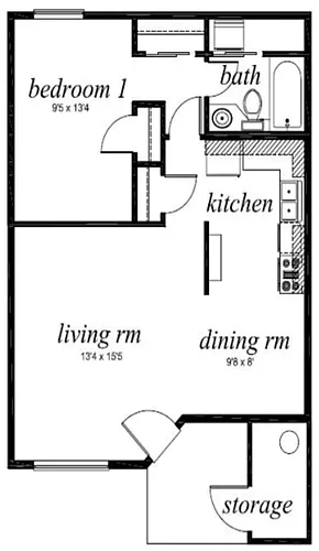 Floor plan 1 Bed 1 Bath