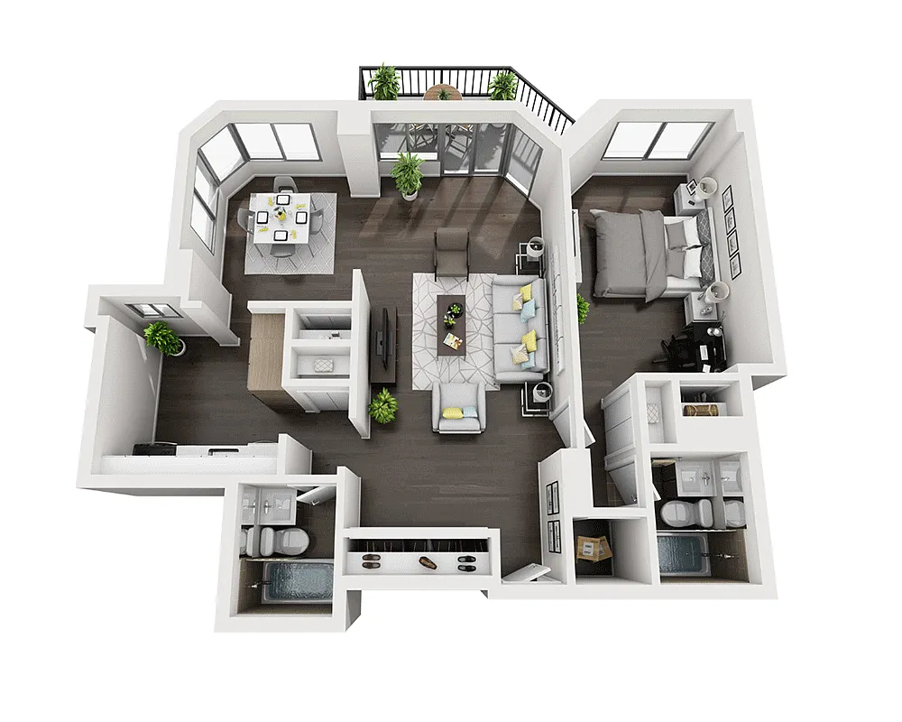 Floor plan One Bedroom A2A