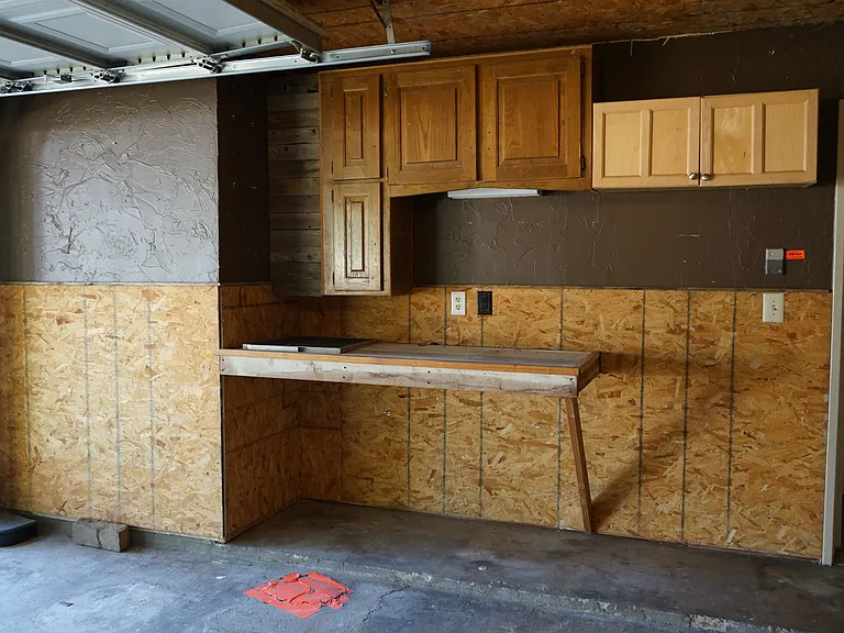 storage and work area in garage