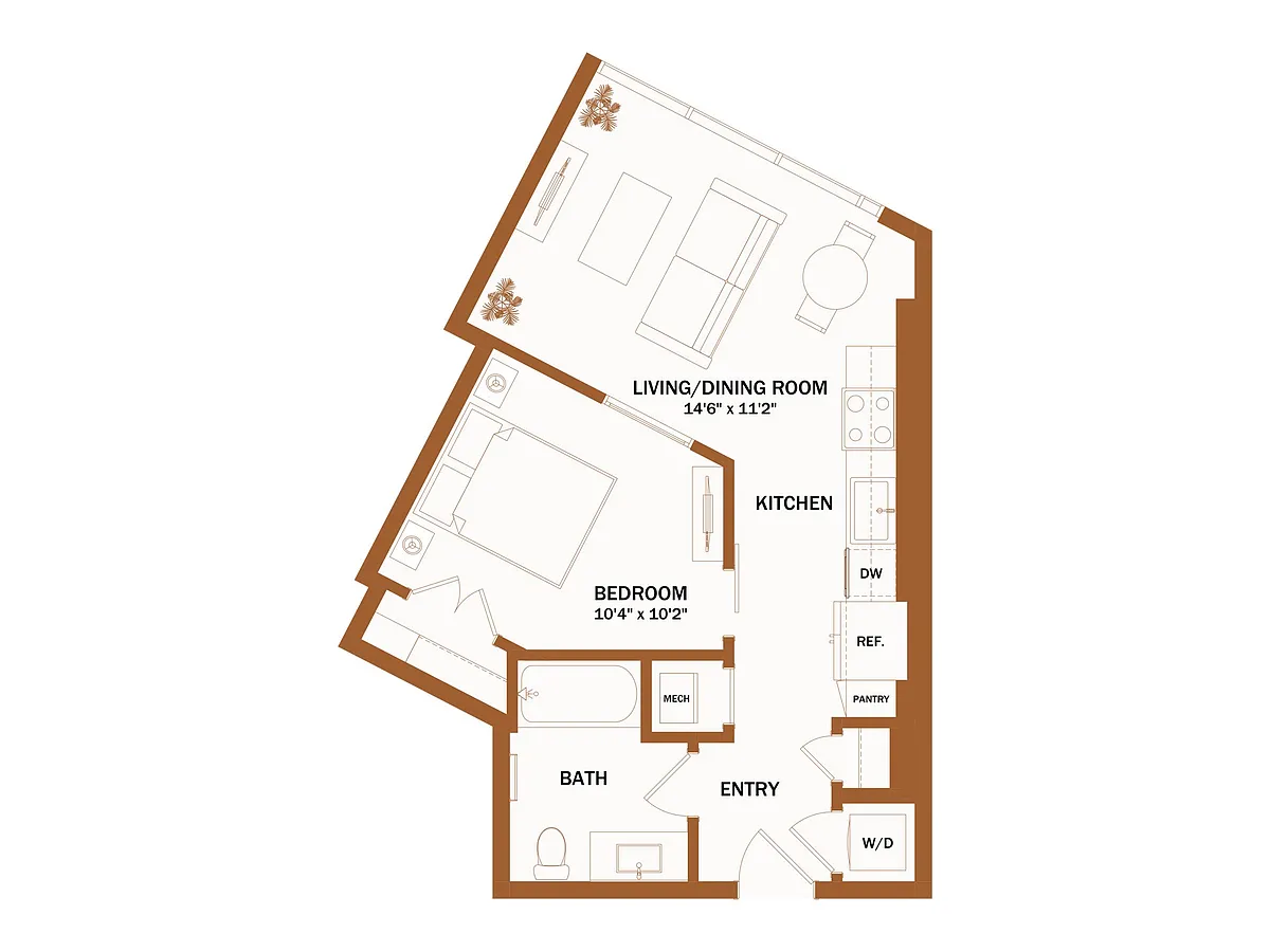 Floor plan A2 - Jr 1 Bed | 1 Bath