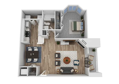 Floor plan Renovated 1 Bedroom (770 Sq Ft)