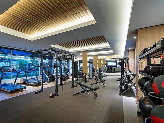 Our 24-hour fitness center offers some of the latest equipment, including Technogym equipment, TRX, Skill Row and Peloton bikes.