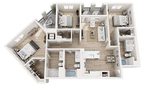 Floor plan 3BD, 2 BTH C2