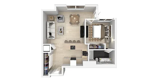Floor plan One Bedroom One Bath H