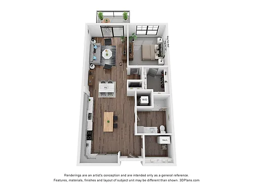 Floor plan One Bedroom B1 - Riverfront