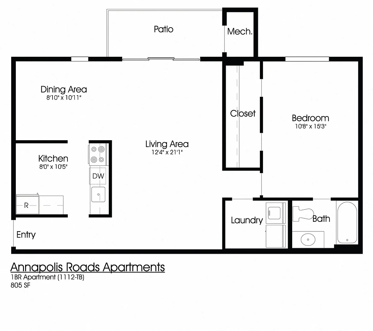 Floor plan 1BR 1BA