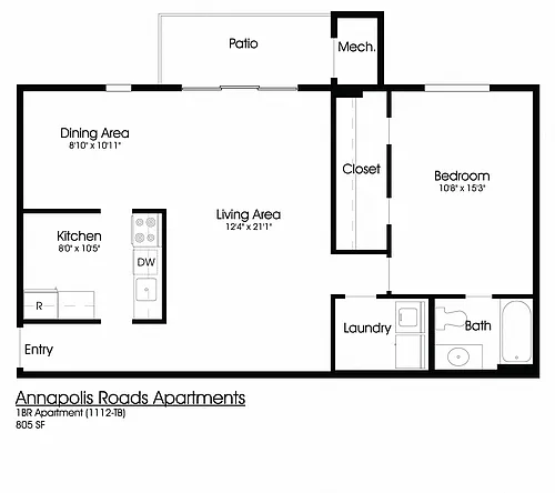 Floor plan 1BR 1BA