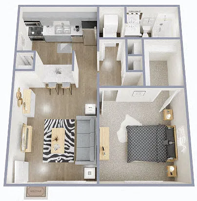 Floor plan 1 Bedroom, 1 bath