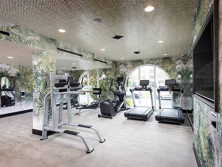 State-of-the-art cardio fitness room at Reveal Playa Vista in Playa Vista, CA.