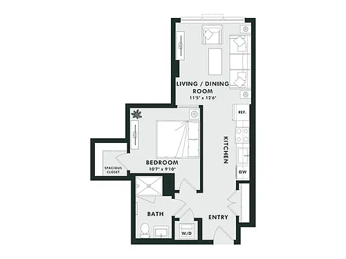 Floor plan A8 | Jr 1 Bed | 1 Bath