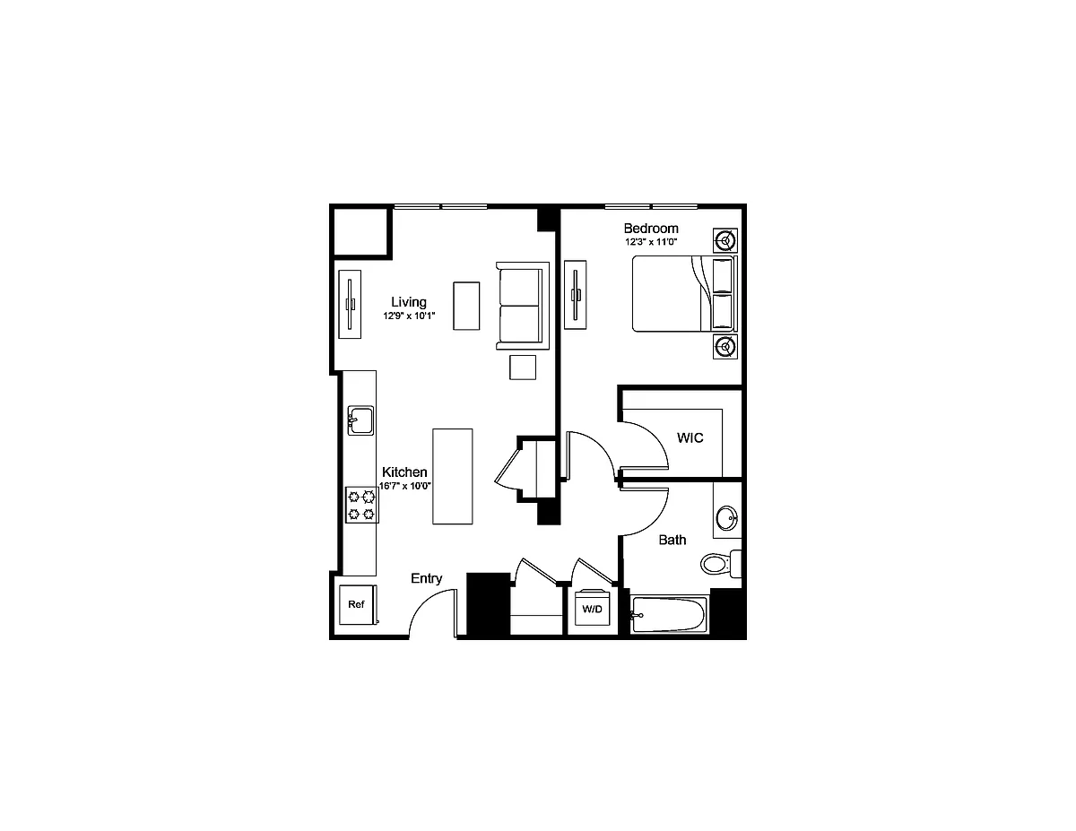 Floor plan 1 Bed/1 Bath-A4