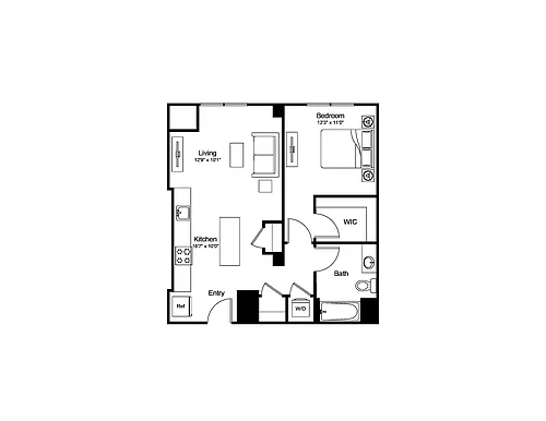 Floor plan 1 Bed/1 Bath PH-A4