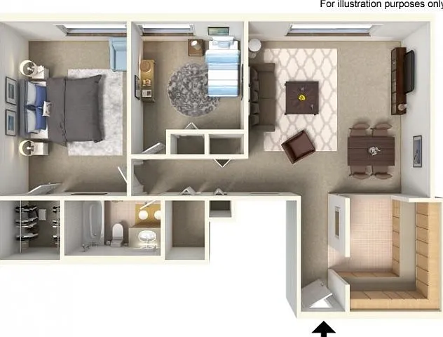 2 Bedroom 1 Bath (B) 2 Bedroom 1 Bath (B)
