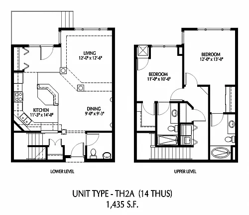 Floor plan Two Bedroom Townhome - A