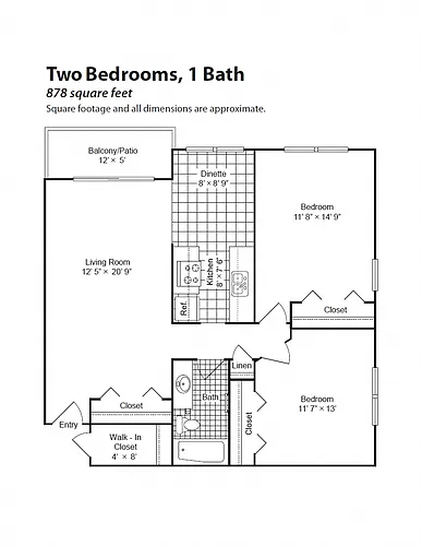 Floor plan Renovated 2 Bedroom 1 Bath